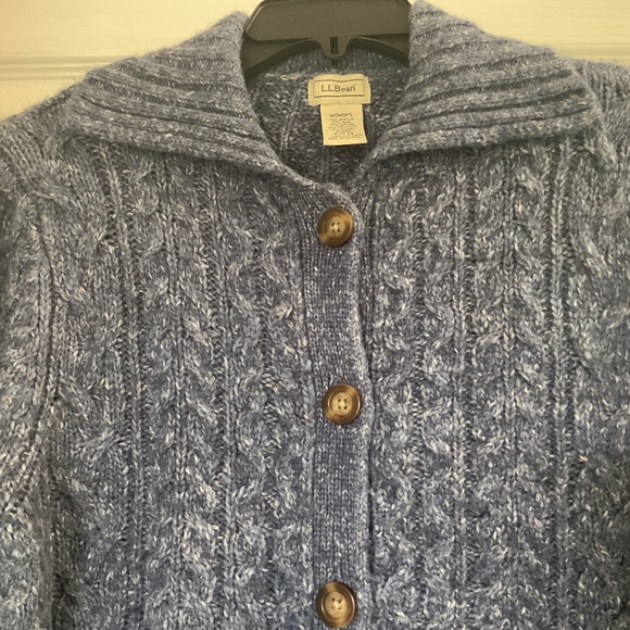 Women’s LL Bean Shawl Collar Cable Knit Button Front Wool Blend Sweater, Size S - Picture 2 of 4